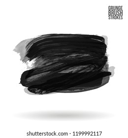Grey brush stroke and texture. Grunge vector abstract hand - painted element. Underline and border design.