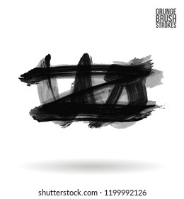 Grey brush stroke and texture. Grunge vector abstract hand - painted element. Underline and border design.