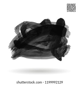 Grey brush stroke and texture. Grunge vector abstract hand - painted element. Underline and border design.