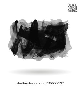 Grey brush stroke and texture. Grunge vector abstract hand - painted element. Underline and border design.
