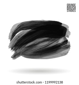Grey brush stroke and texture. Grunge vector abstract hand - painted element. Underline and border design.