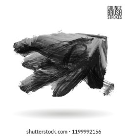Grey brush stroke and texture. Grunge vector abstract hand - painted element. Underline and border design.