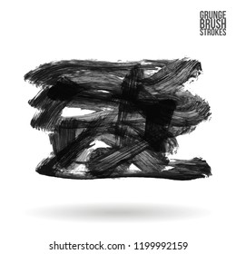 Grey brush stroke and texture. Grunge vector abstract hand - painted element. Underline and border design.