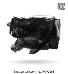 Grey brush stroke and texture. Grunge vector abstract hand - painted element. Underline and border design.