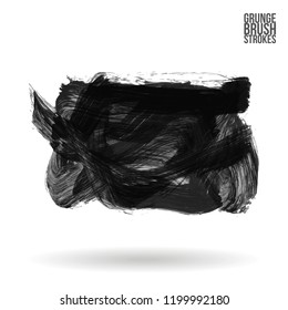Grey brush stroke and texture. Grunge vector abstract hand - painted element. Underline and border design.