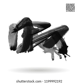 Grey brush stroke and texture. Grunge vector abstract hand - painted element. Underline and border design.