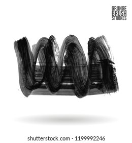Grey brush stroke and texture. Grunge vector abstract hand - painted element. Underline and border design.