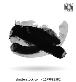 Grey brush stroke and texture. Grunge vector abstract hand - painted element. Underline and border design.