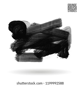 Grey brush stroke and texture. Grunge vector abstract hand - painted element. Underline and border design.
