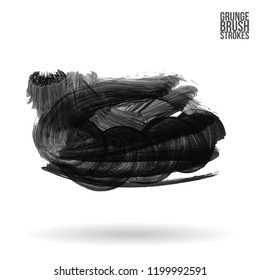 Grey brush stroke and texture. Grunge vector abstract hand - painted element. Underline and border design.