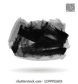 Grey brush stroke and texture. Grunge vector abstract hand - painted element. Underline and border design.