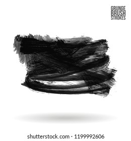 Grey brush stroke and texture. Grunge vector abstract hand - painted element. Underline and border design.