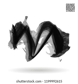 Grey brush stroke and texture. Grunge vector abstract hand - painted element. Underline and border design.