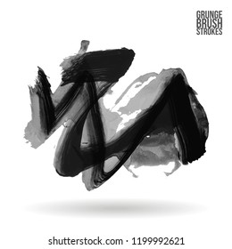 Grey brush stroke and texture. Grunge vector abstract hand - painted element. Underline and border design.