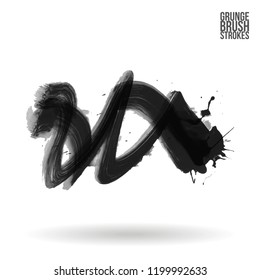 Grey brush stroke and texture. Grunge vector abstract hand - painted element. Underline and border design.