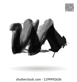 Grey brush stroke and texture. Grunge vector abstract hand - painted element. Underline and border design.