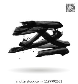 Grey brush stroke and texture. Grunge vector abstract hand - painted element. Underline and border design.