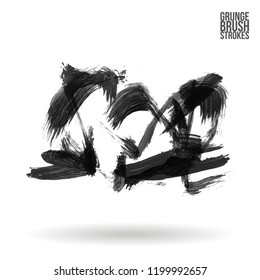Grey brush stroke and texture. Grunge vector abstract hand - painted element. Underline and border design.