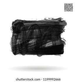 Grey brush stroke and texture. Grunge vector abstract hand - painted element. Underline and border design.