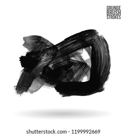 Grey brush stroke and texture. Grunge vector abstract hand - painted element. Underline and border design.