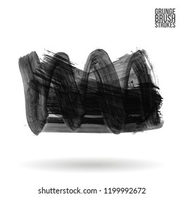Grey brush stroke and texture. Grunge vector abstract hand - painted element. Underline and border design.