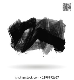 Grey brush stroke and texture. Grunge vector abstract hand - painted element. Underline and border design.