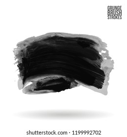 Grey brush stroke and texture. Grunge vector abstract hand - painted element. Underline and border design.