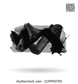 Grey brush stroke and texture. Grunge vector abstract hand - painted element. Underline and border design.