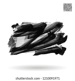 Grey brush stroke and texture. Grunge vector abstract hand - painted element. Underline and border design.