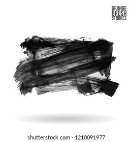 Grey brush stroke and texture. Grunge vector abstract hand - painted element. Underline and border design.