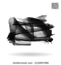 Grey brush stroke and texture. Grunge vector abstract hand - painted element. Underline and border design.