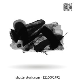Grey brush stroke and texture. Grunge vector abstract hand - painted element. Underline and border design.