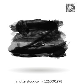 Grey brush stroke and texture. Grunge vector abstract hand - painted element. Underline and border design.