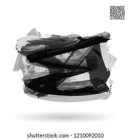 Grey brush stroke and texture. Grunge vector abstract hand - painted element. Underline and border design.
