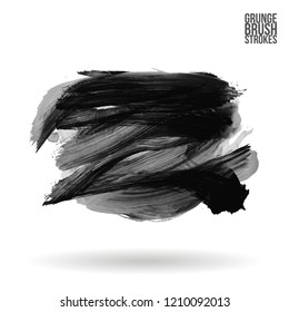 Grey brush stroke and texture. Grunge vector abstract hand - painted element. Underline and border design.