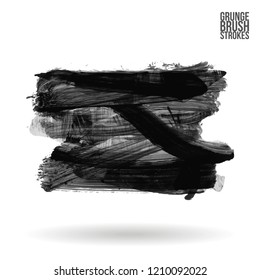 Grey brush stroke and texture. Grunge vector abstract hand - painted element. Underline and border design.