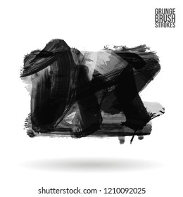 Grey brush stroke and texture. Grunge vector abstract hand - painted element. Underline and border design.