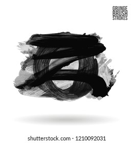 Grey brush stroke and texture. Grunge vector abstract hand - painted element. Underline and border design.