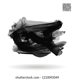 Grey brush stroke and texture. Grunge vector abstract hand - painted element. Underline and border design.