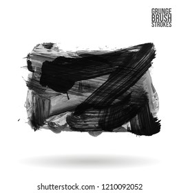 Grey brush stroke and texture. Grunge vector abstract hand - painted element. Underline and border design.