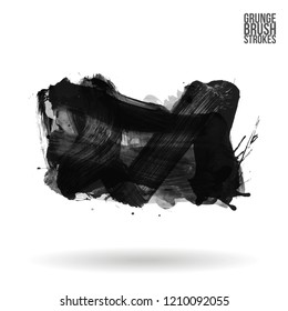 Grey brush stroke and texture. Grunge vector abstract hand - painted element. Underline and border design.