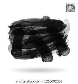 Grey brush stroke and texture. Grunge vector abstract hand - painted element. Underline and border design.
