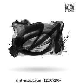 Grey brush stroke and texture. Grunge vector abstract hand - painted element. Underline and border design.