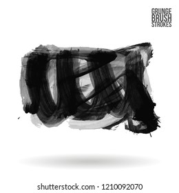 Grey brush stroke and texture. Grunge vector abstract hand - painted element. Underline and border design.