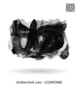 Grey brush stroke and texture. Grunge vector abstract hand - painted element. Underline and border design.