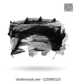 Grey brush stroke and texture. Grunge vector abstract hand - painted element. Underline and border design.