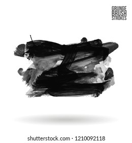 Grey brush stroke and texture. Grunge vector abstract hand - painted element. Underline and border design.