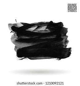 Grey brush stroke and texture. Grunge vector abstract hand - painted element. Underline and border design.