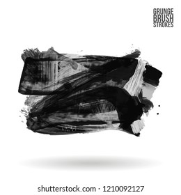 Grey brush stroke and texture. Grunge vector abstract hand - painted element. Underline and border design.