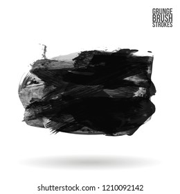 Grey brush stroke and texture. Grunge vector abstract hand - painted element. Underline and border design.
